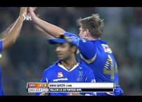 Shane Watson falls after fiery innings